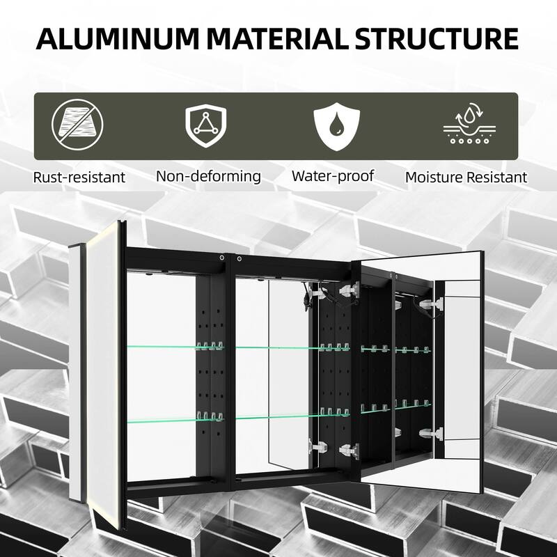 40'' W 30'' H Recessed Frameless Medicine Cabinet Mirror 6 Adjustable