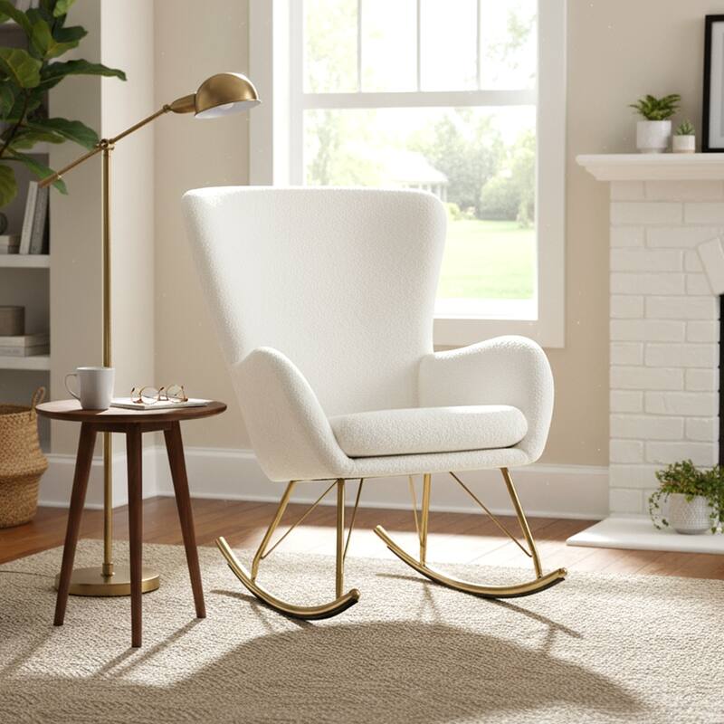 Gymax Nursery Rocking Chair w/ Curved Backrest & Armrests Detachable