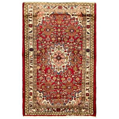 ECARPETGALLERY Hand-knotted Hamadan Red Wool Rug - 3'1 x 4'10