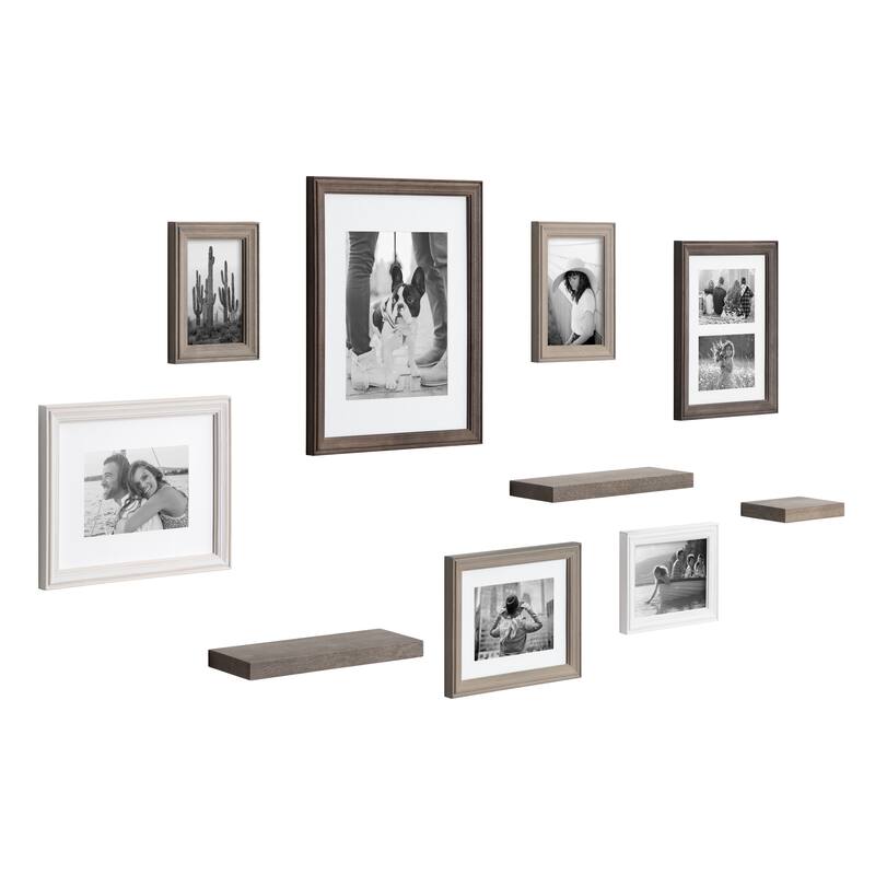 Kate and Laurel Bordeaux Gallery Wall Frame And Shelf Kit - Multi/Gray