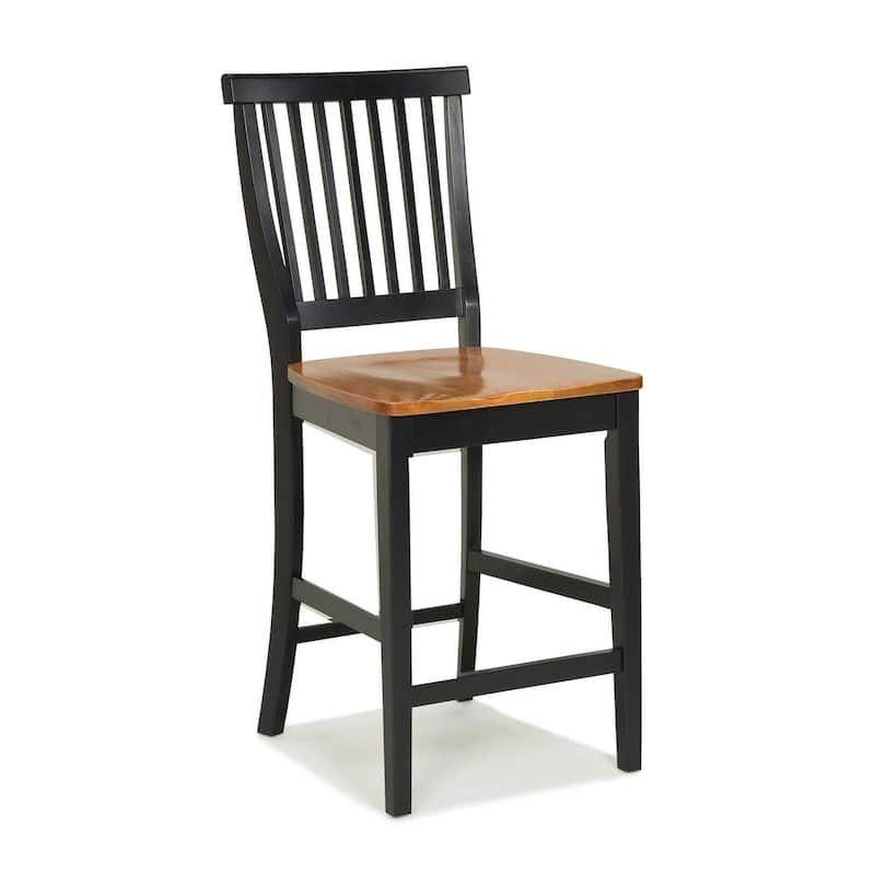 24 inch Black and Distressed Oak Bar Stool by Homestyles - Single - Black - Counter Height