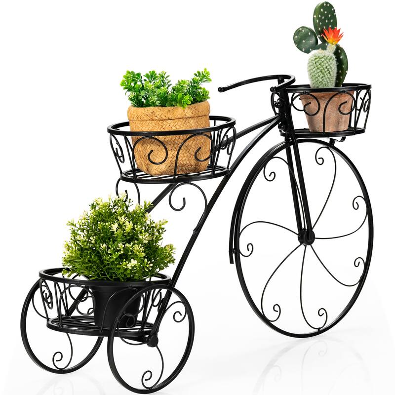 Costway Tricycle Plant Stand Flower Pot Cart Holder Parisian Style - See Details