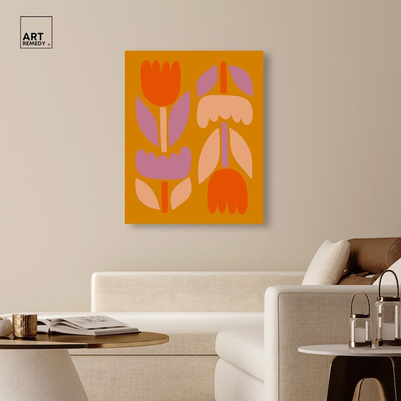 Tulips in Ochre Land Canvas by Art Remedy, Gallery Wrapped