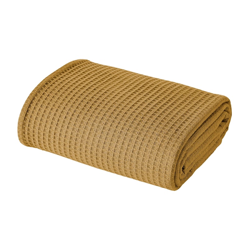 Modern Threads 100-Percent Cotton Waffle Thermal Blanket - Queen - Gold