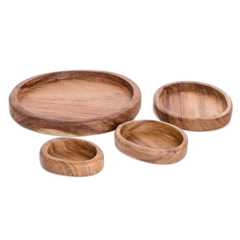 Novica Handmade Delicacy Family Wood Snack Plates (Set Of 4)