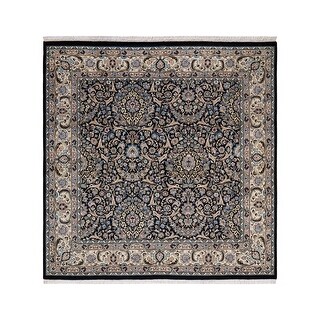 Hand Knotted Traditional Oriental Wool Black Area Rug - 6' 1" x 6' 3"