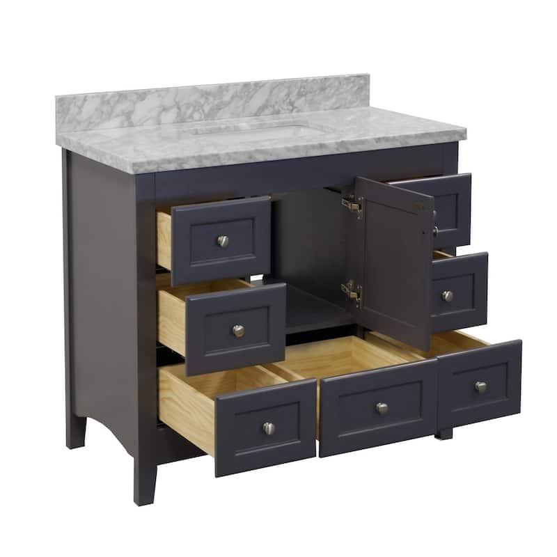 KitchenBathCollection Abbey 42" Bathroom Vanity with Carrara Marble Top