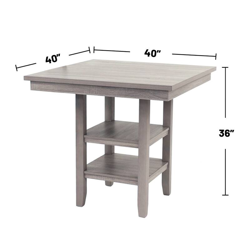 5 Piece Square Dining Set in Rustic Grey