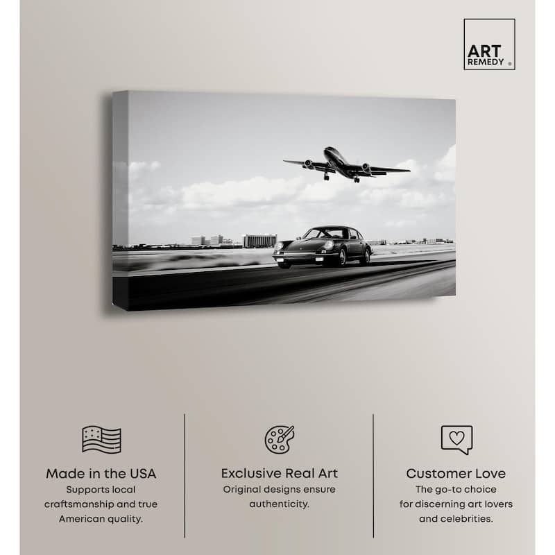 Sports Car Takeoff Canvas by Art Remedy, Gallery Wrapped