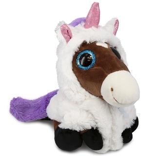 DolliBu Sparkle Eyes Horse Unicorn Plush Stuffed Animal with Outfit - 8 inches
