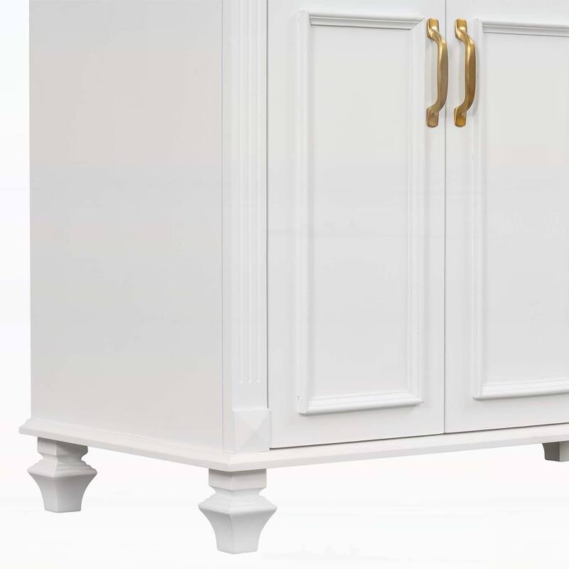 Freestanding Vanity Set with Flip-Out Drawer,3 Drawers,2 Soft-Close Doors