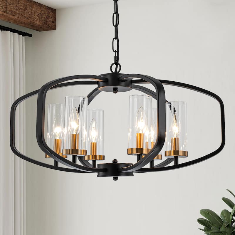 Starsky 6-Light 23in. Modern Farmhouse Unique Ceiling Lights Geometric Lantern Chandelier