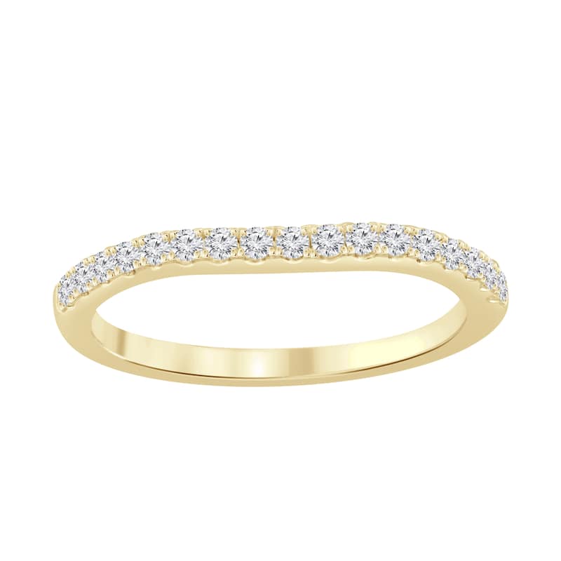 Auriya 14k Gold 1/4ctw Curved Diamond Wedding Band - Yellow - 7.5