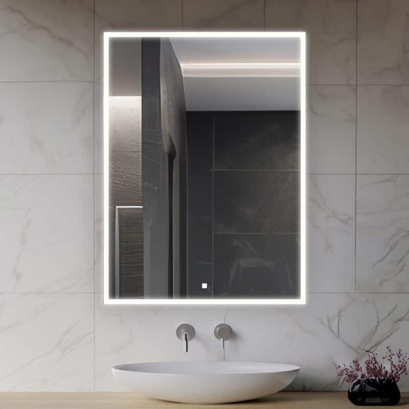 AQUADOM Edge 20" Led Lighted Mirror for Bathroom with Defogger, Touch Control. - 20"x32"x1.5"