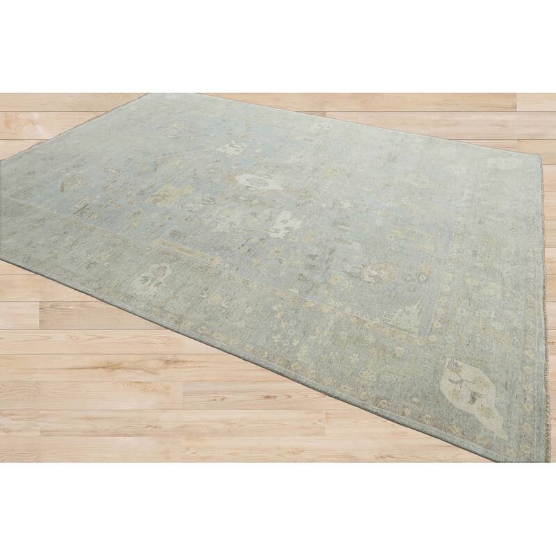 Hand Knotted Afghan Oushak Wool Traditional Oriental Area Rug Slate