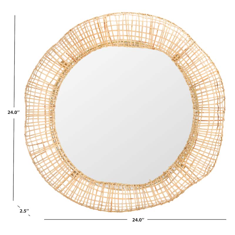 SAFAVIEH Home Alia 24-Inch Natural Round Mirror - 24"W x 2.5"D x 24"H