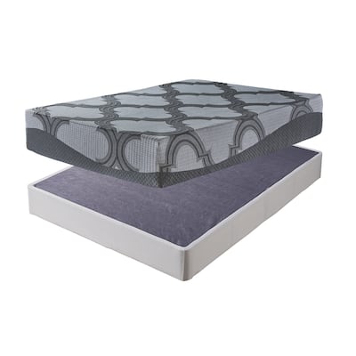 Signature Design by Ashley 12 Inch Ashley Hybrid Gray/White 2-Piece King Mattress Package