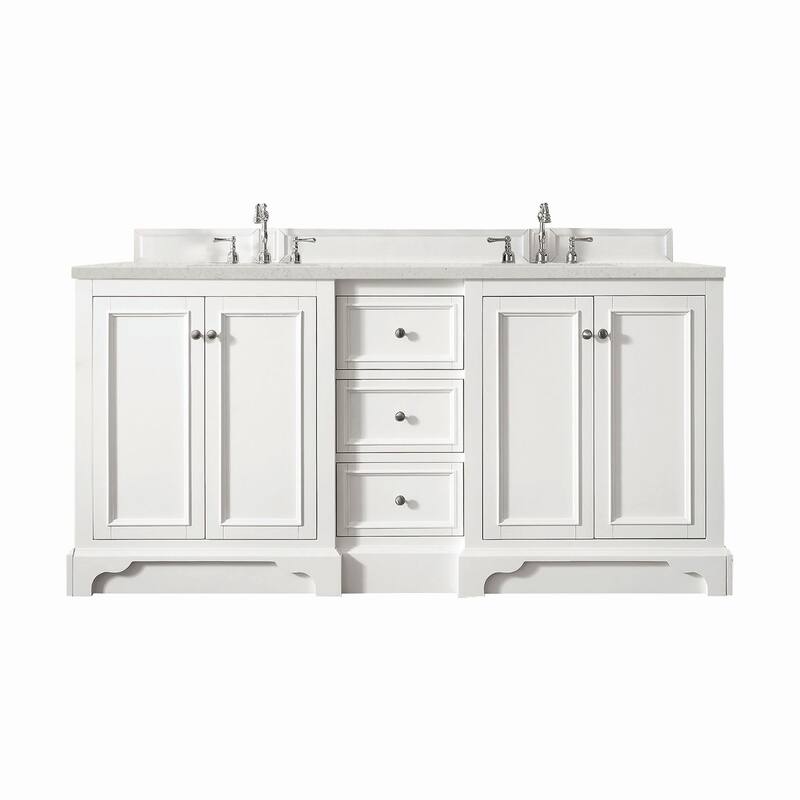 James Martin Vanities 825-V72-3LDL De Soto 72" Double Basin Poplar - Bright White - Painted