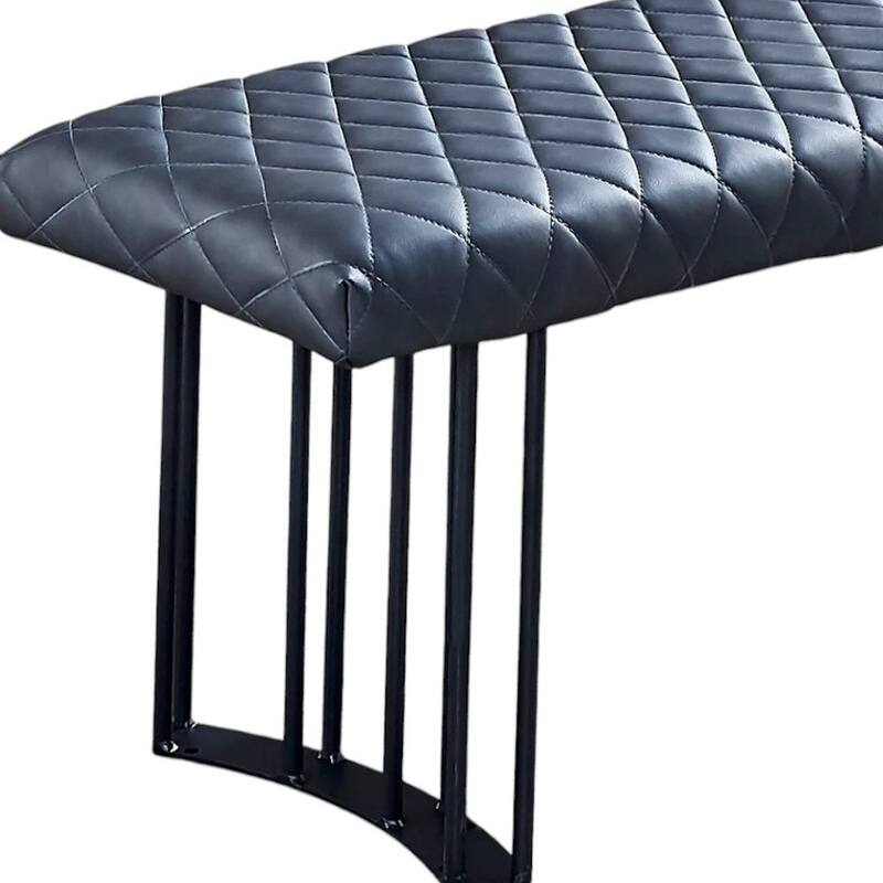 HomeRoots 47" Dark Gray and Black Faux Leather Upholstered Dining Bench - 47' X '18' X '16