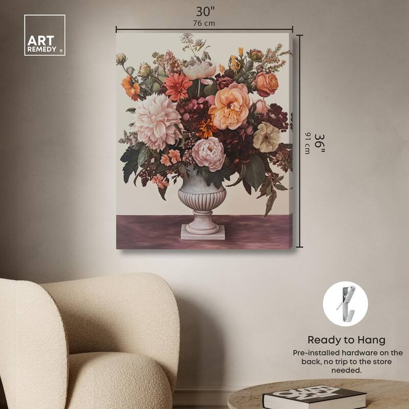 Autumn Tan Floral Canvas by Art Remedy, Gallery Wrapped
