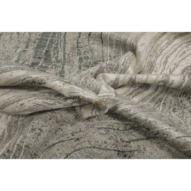 Machine Made Oriental Polyester Carpet Modern Abstract Greys & Charcoal Modern Area Rug - 7' 5'' X 5' 2''