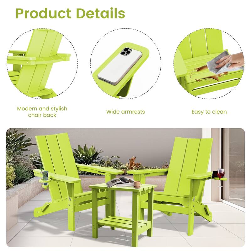 Foldable HDPE Modern Chair with Dual Cup Holders