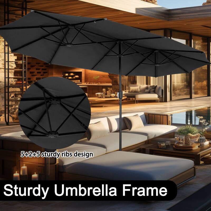 Autlaycil 13ft Extra Large Patio Umbrella with Solar Lights(Without Base)