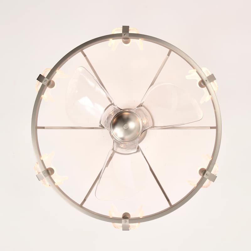 Luciala 28 Inch Satin Nickel Finish Modern Ceiling Fandelier with Remote - N/A