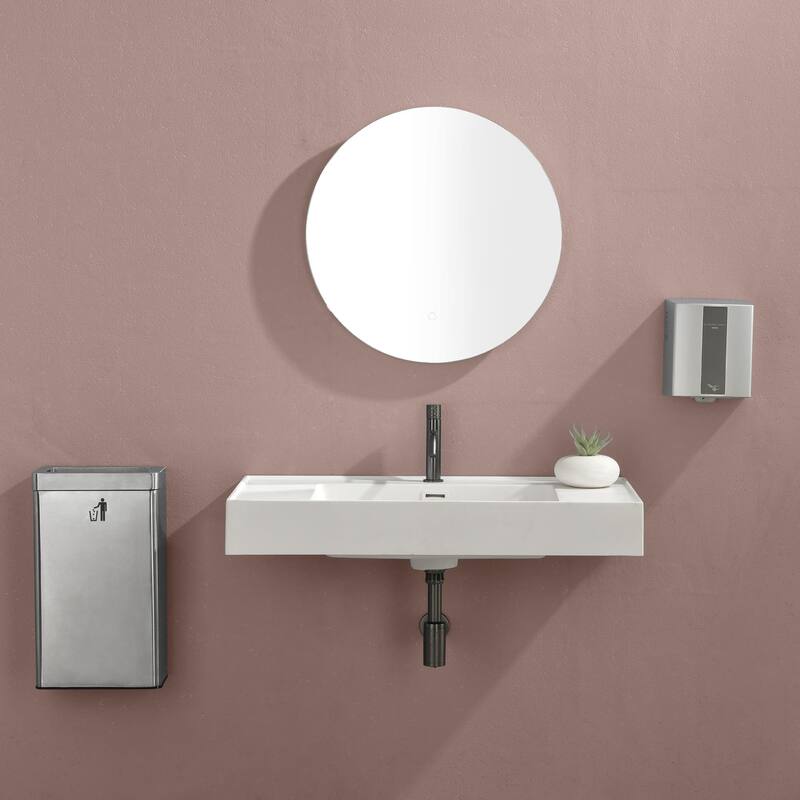 Round LED Bathroom Mirror 24 Inch Modern Wall Mounted Mirror with Three LED Lights Circle Mirror for Bathroom Vanity,Washroom