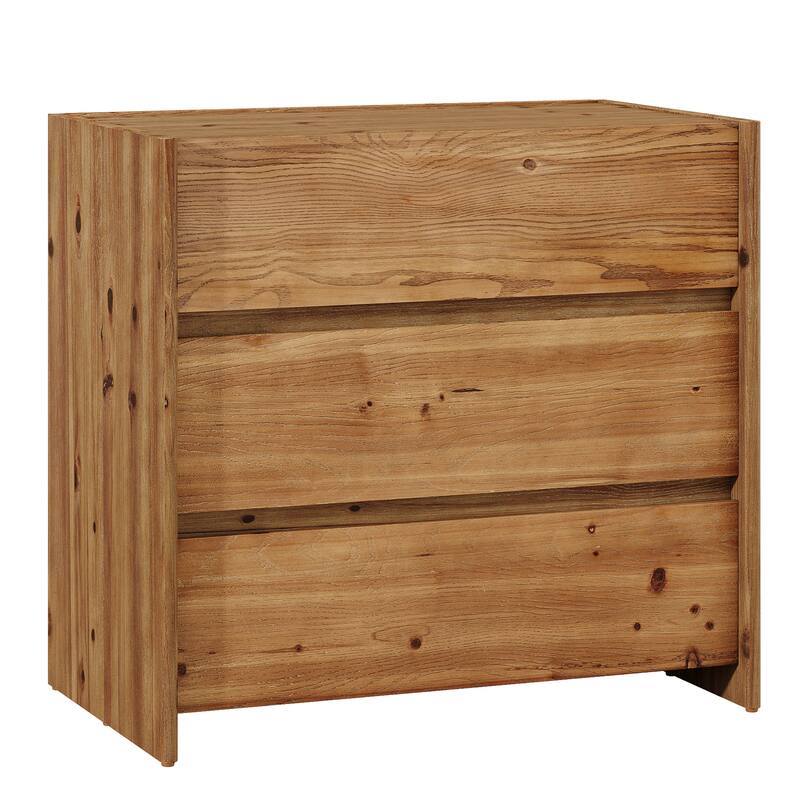 31.5" Oversized Solid Wood Nightstand with Drawers, Bedroom Bedside Accent Storage Cabinet