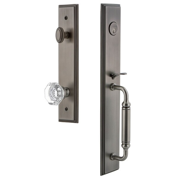 Grandeur CARCGRCHM_ESETD_NA Carre Solid Brass Rose Dummy Full Plate 'C' Grip Handleset with Chambord Crystal Knob