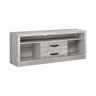 2 Drawers and Open Shelf TV Console in Grey