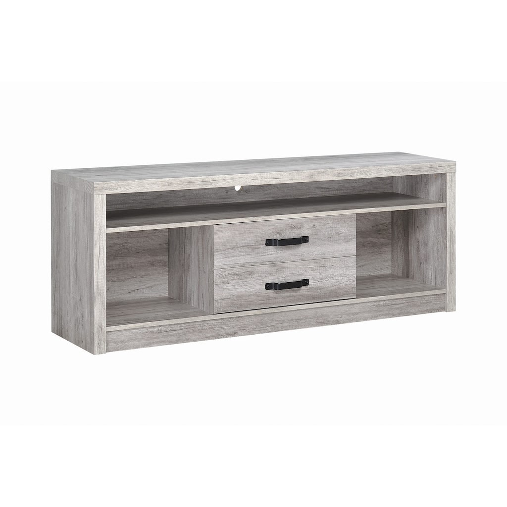2 Drawers and Open Shelf TV Console in Grey