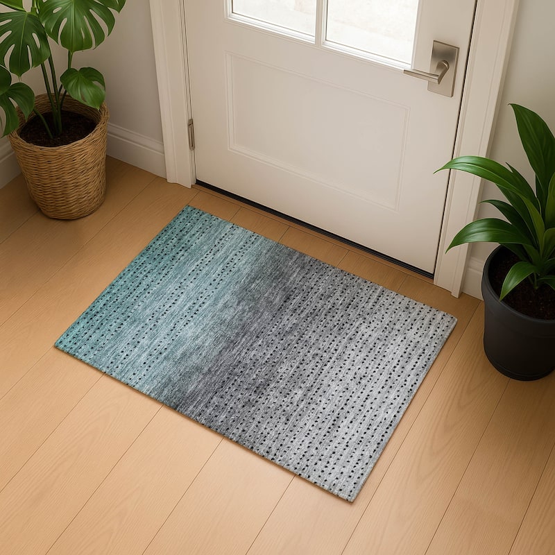 Premium Washable Super Soft Ombre Modern Mayfield Rug - Teal - 1'8" x 2'6"