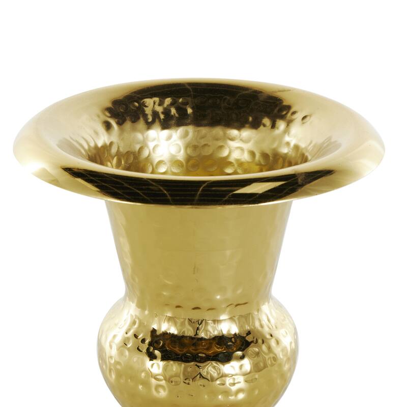 Aluminum Metal Goblet Inspired Hammered Decorative Vase - Gold or Silver - Roche River Decor