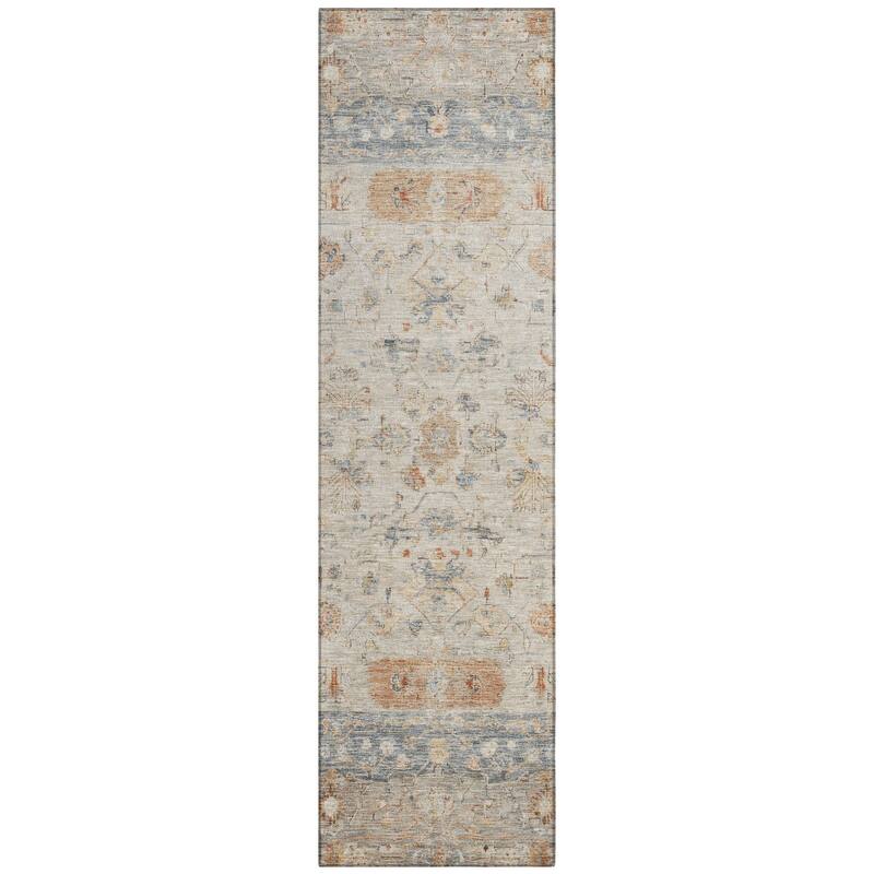 Machine Washable Indoor/ Outdoor Traditional Border Chantille Rug
