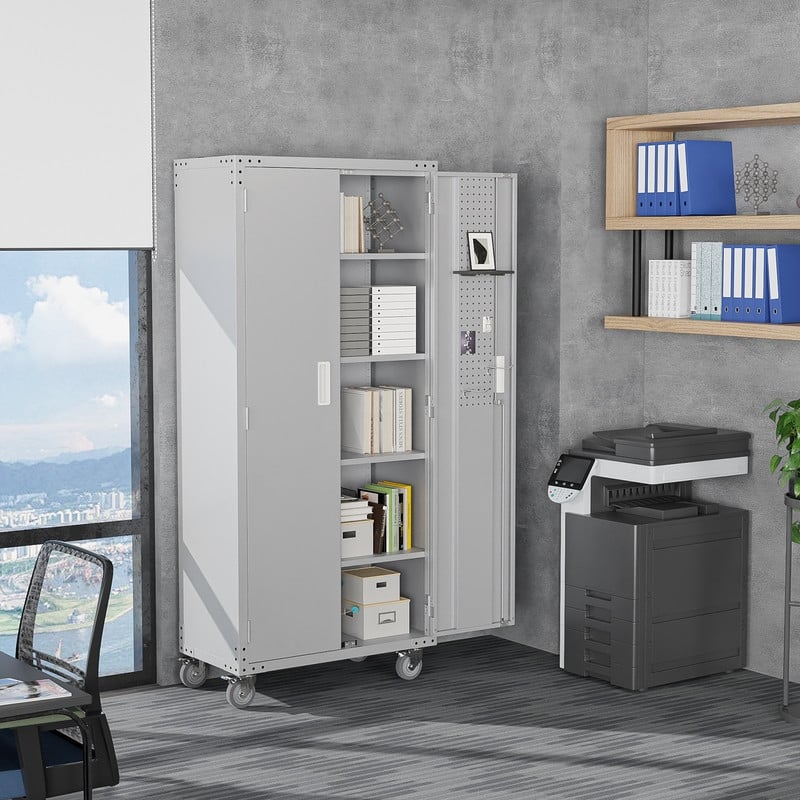 Steel Tool Storage Cabinet with Wheels and Hole Plate