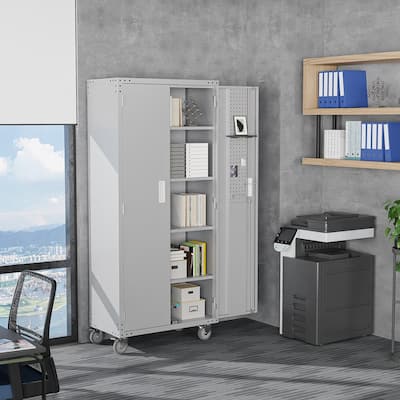 Steel Tool Storage Cabinet with Wheels and Hole Plate