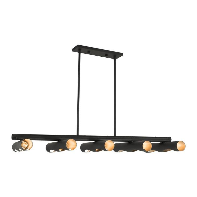 Livex Lighting 10 Light Black Linear Chandelier, 45898-04 - 50" L x 22" W x 12.25" - 43.25" Adj. H