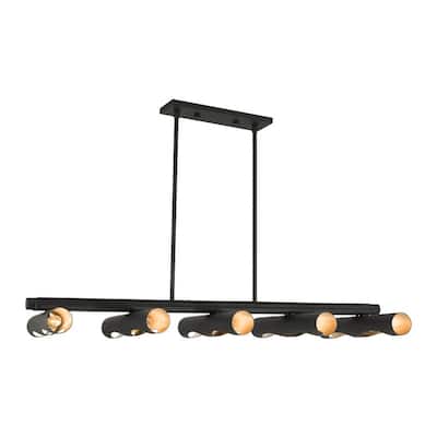 Livex Lighting 10 Light Black Linear Chandelier, 45898-04 - 50" L x 22" W x 12.25" - 43.25" Adj. H