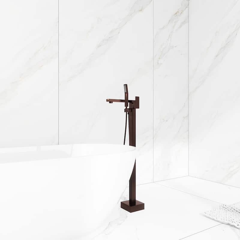 Freestanding Tub Shower Claw Foot Faucet with Handheld Spout - 10"37" - Brown