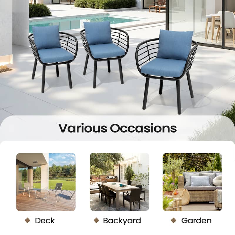 Aluminum Dining Chair with Sunbrella Seat and Back Cushions