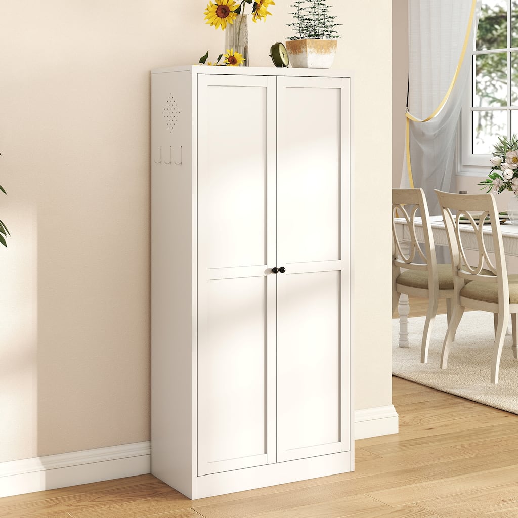 61" Metal Kitchen Pantry Cabinet Adjustable Storage with 4 Shelves (110lb Capacity), Heavy Duty Freestanding Pantry Organizer