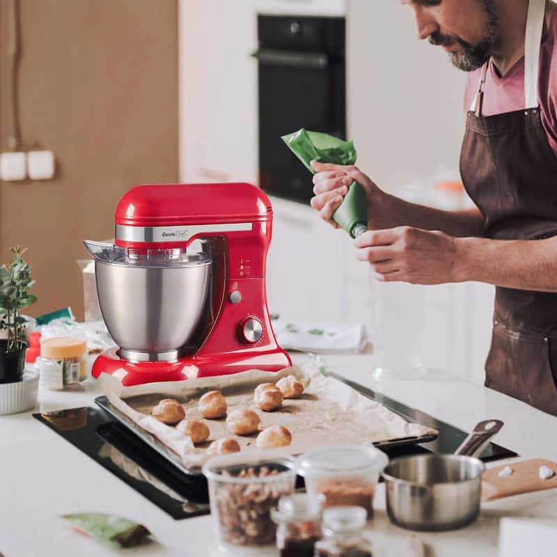 Electric Stand Mixer, 4.8QT, 12 Speeds, Tilt-Head Food Mixer with Dough Hook, Rotary Knob