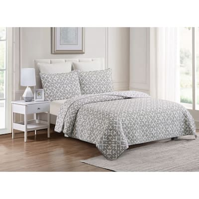 Medallion Jacquard Cotton Cover Quilt Set - Reversible and Machine Washable