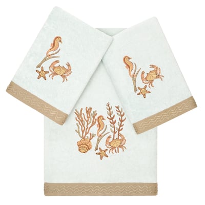 Authentic Hotel and Spa Turkish Cotton Aaron 3PC Embellished Towel Set