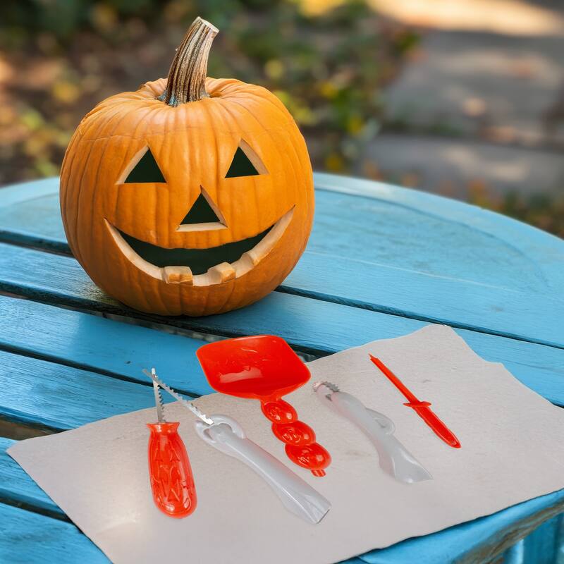 Halloween Pumpkin Carving Kit - 11" - White and Orange - 5-Piece