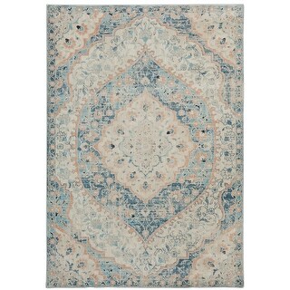 Syracuse Blue Orange Oriental Distressed Traditional Casual Area Rug ...