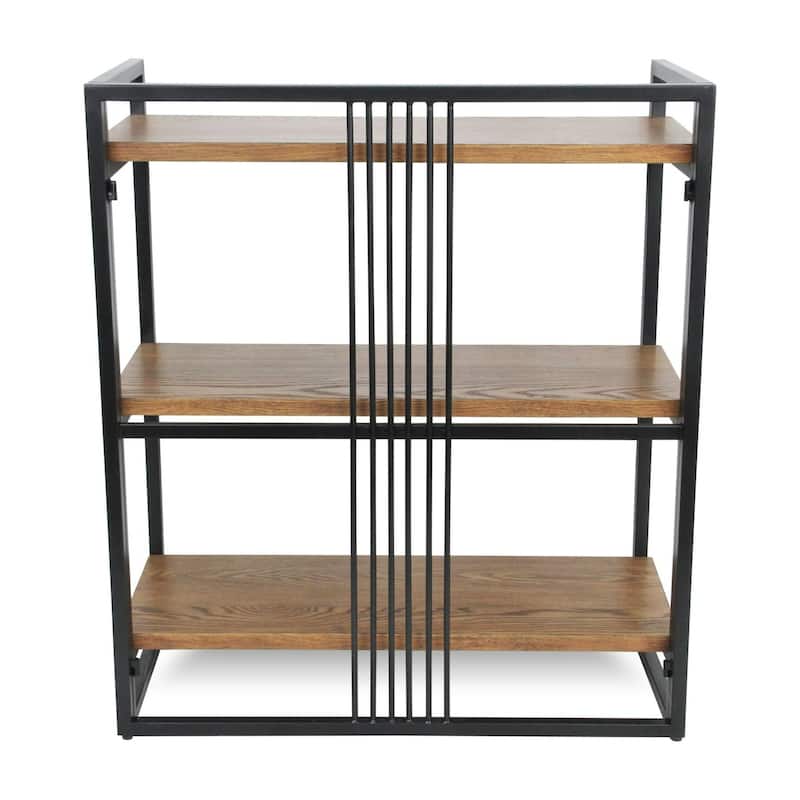 3-Tier Handmade Display Shelf - 34.5" - Brown and Black