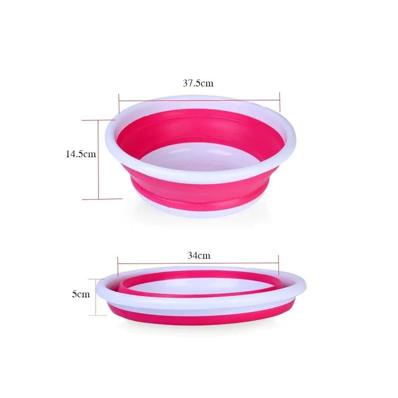 Plastic Round Collapsible Washbasin Dishpan Collapsible Saving Space, 5.5 Quart